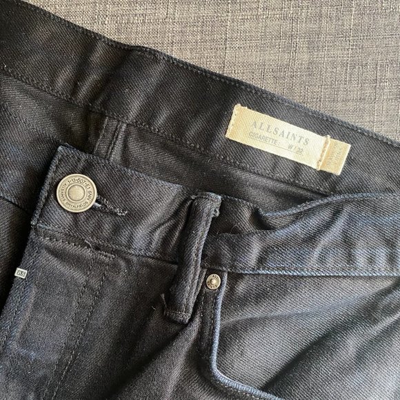 All Saints cigarette jeans size 32x32 dark denim black wash - Picture 6 of 7